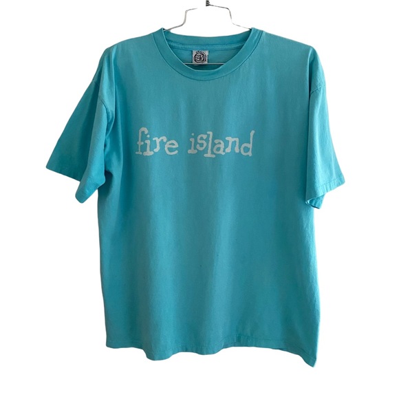 Fire Island Short Sleeve Tee Shirt Size XL Baby Blue - Picture 1 of 6